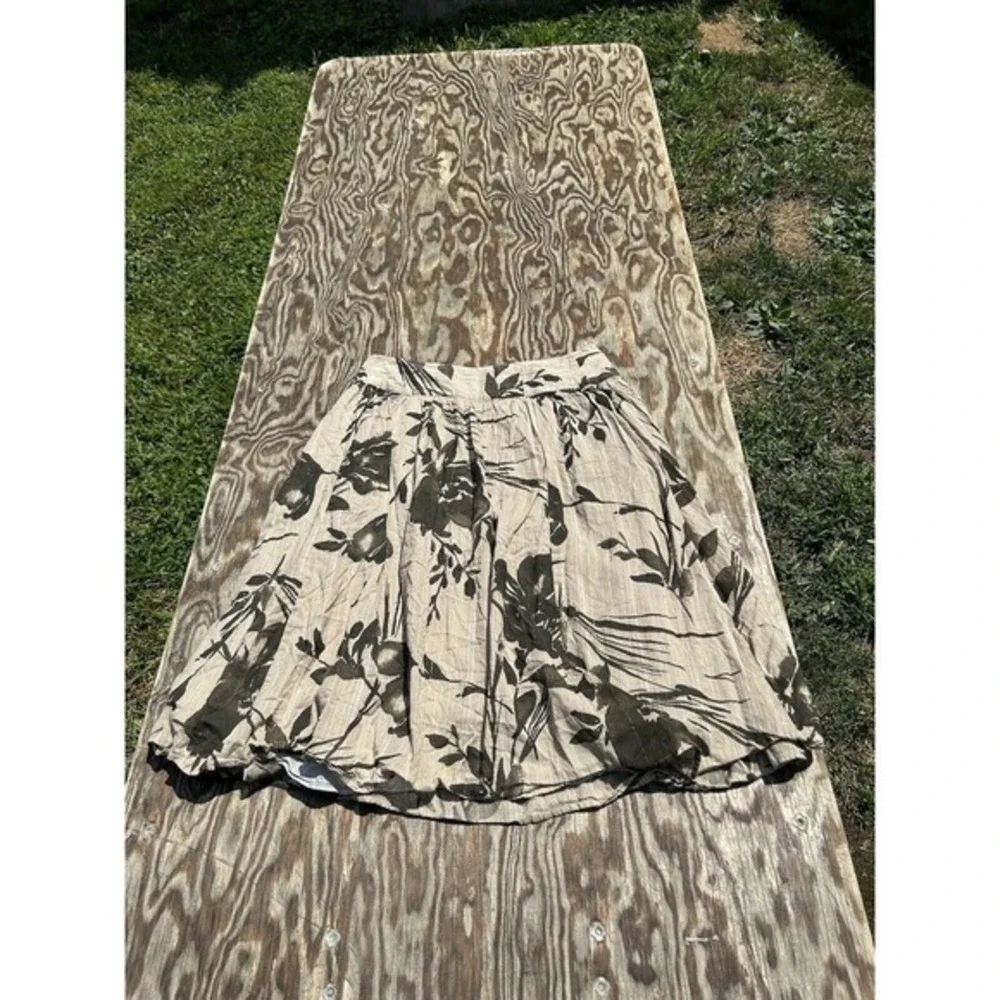 Grace‎ Elements Skirt Cotton Size 10 Floral Tan Brown Gold Floral Spring Zipper